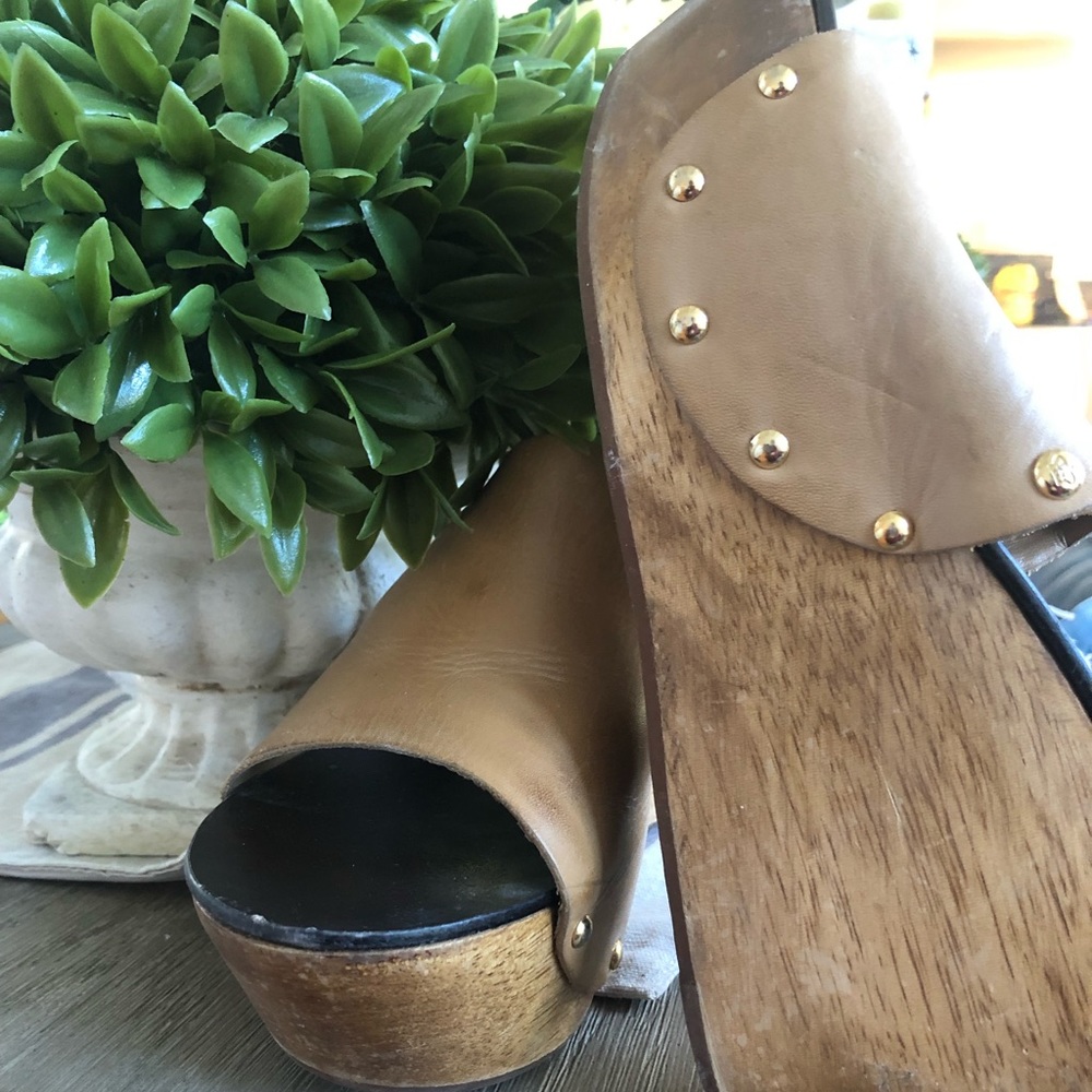 Juicy Couture Wood Leather Wedges